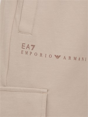 Pantaloni cargo EA7 Emporio Armani donna in tessuto tecnico beige con banda logo in DONNA