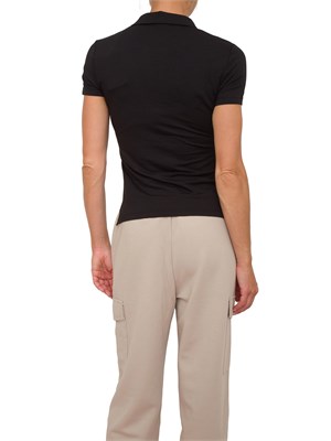 Polo donna EA7 Emporio Armani in misto cotone e modal nero con logo borchie in DONNA