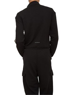 Felpa donna EA7 Emporio Armani in tessuto tecnico nero con bande logo in DONNA
