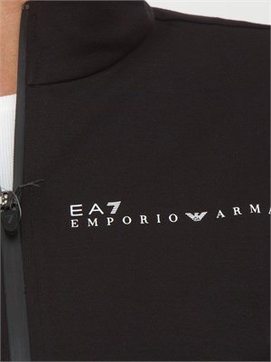 Felpa donna EA7 Emporio Armani in tessuto tecnico nero con bande logo in DONNA