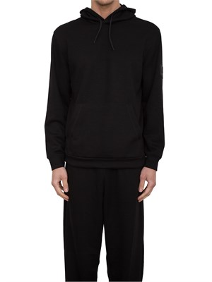 Felpa con cappuccio EA7 Core Identity Unisex in misto viscosa stretch nero in UOMO