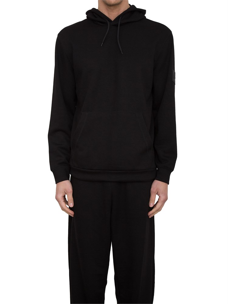 Felpa con cappuccio EA7 Core Identity Unisex in misto viscosa stretch nero