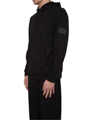 Felpa con cappuccio EA7 Core Identity Unisex in misto viscosa stretch nero in UOMO