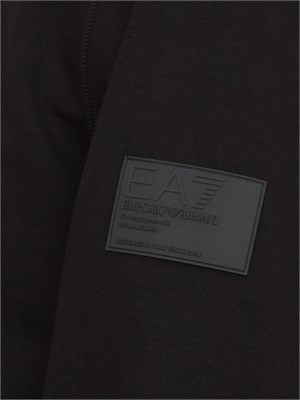 Felpa con cappuccio EA7 Core Identity Unisex in misto viscosa stretch nero in UOMO