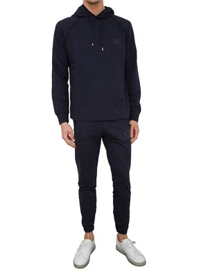 Pantalone tuta uomo blu C.P. Company in cotone con logo stampato in UOMO