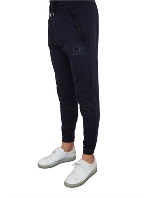 Pantalone tuta uomo blu C.P. Company in cotone con logo stampato in UOMO