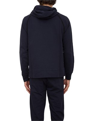 Felpa uomo blu con cappuccio C.P. Company in cotone logo stampato in UOMO