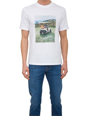 T-shirt girocollo Jacob Cohen in cotone bianco con stampa golf in UOMO
