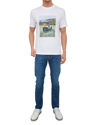 T-shirt girocollo Jacob Cohen in cotone bianco con stampa golf in UOMO