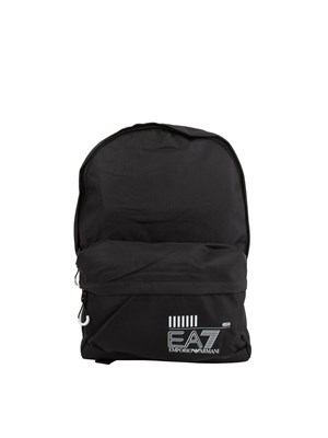 Zaino uomo EA7 Emporio Armani in tessuto nero con stampa logo in UOMO
