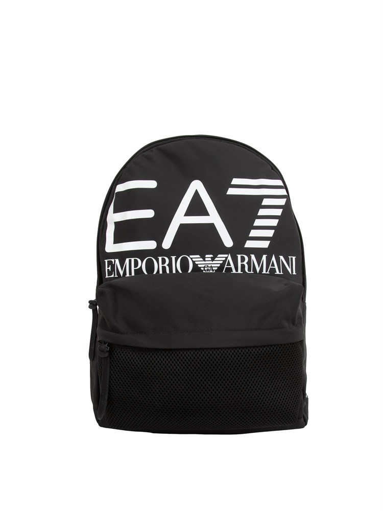 Zaino EA7 Emporio Armani in tessuto nero con logo grande frontale