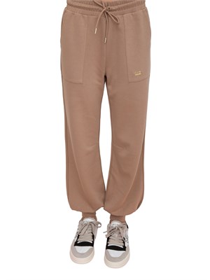 Pantaloni jogger EA7 Emporio Armani donna in interlock di misto modal beige in DONNA