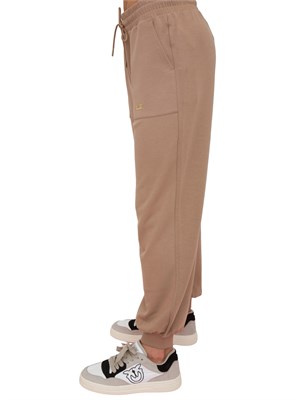 Pantaloni jogger EA7 Emporio Armani donna in interlock di misto modal beige in DONNA