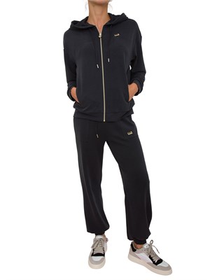 Pantaloni jogger EA7 Emporio Armani donna in interlock di misto modal nero in DONNA