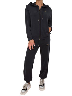 Pantaloni jogger EA7 Emporio Armani donna in interlock di misto modal nero in DONNA