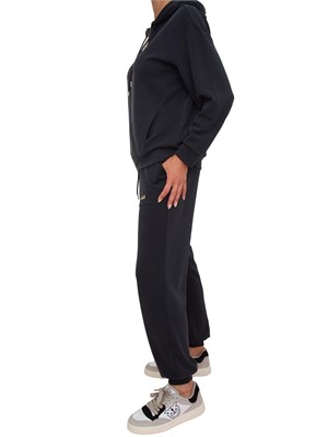 Pantaloni jogger EA7 Emporio Armani donna in interlock di misto modal nero in DONNA