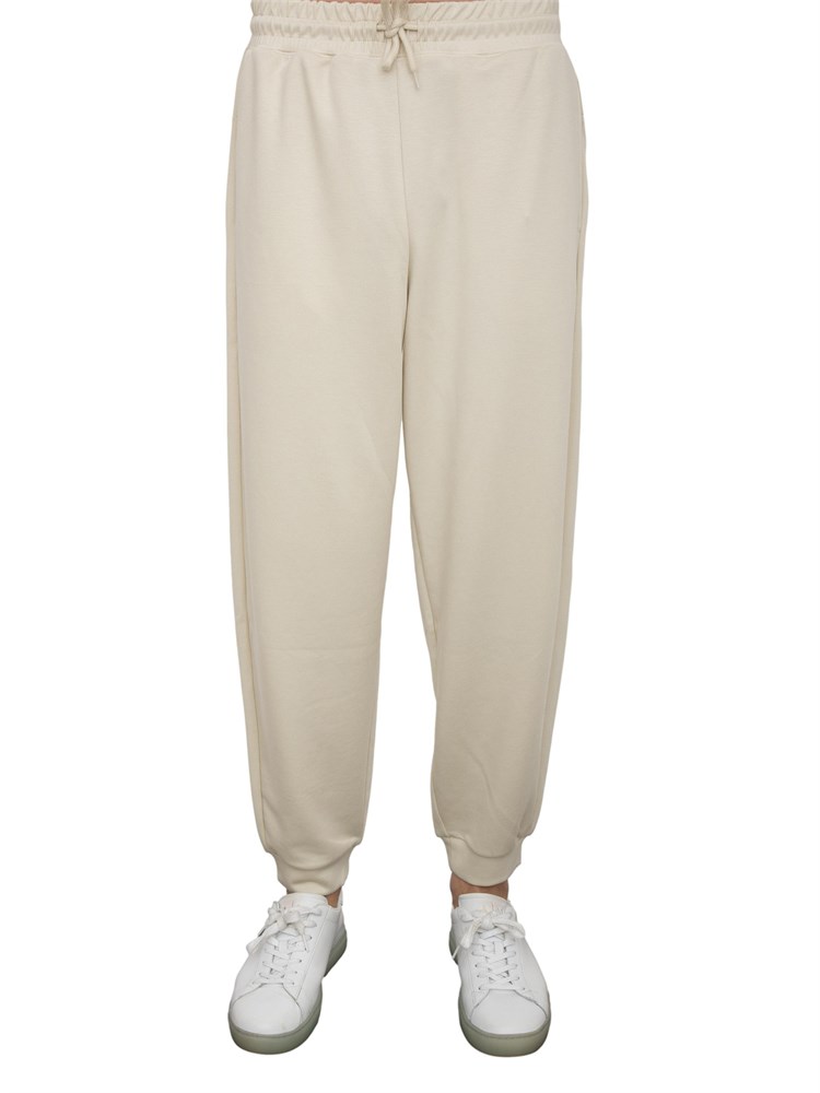 Pantaloni jogger EA7Core Identity Unisex in misto viscosa stretch avorio