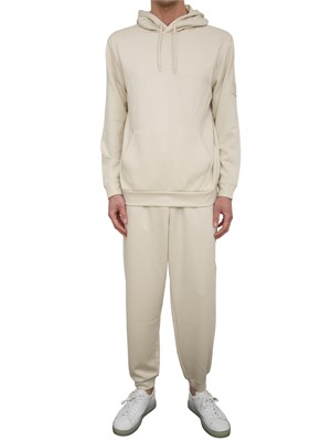 Pantaloni jogger EA7Core Identity Unisex in misto viscosa stretch avorio in UOMO