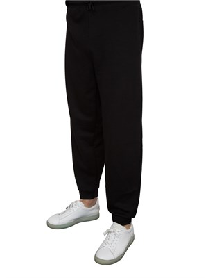 Pantaloni jogger EA7Core Identity Unisex in misto viscosa stretch nero in UOMO