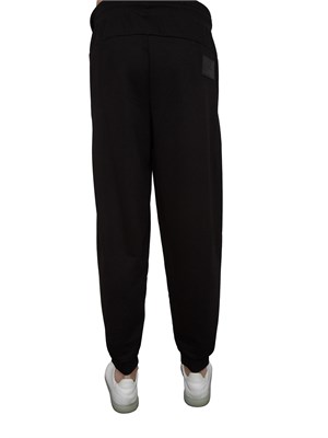 Pantaloni jogger EA7Core Identity Unisex in misto viscosa stretch nero in UOMO