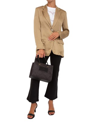 Blazer monopetto Marella in tessuto crinkle beige in DONNA