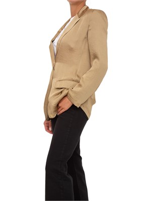 Blazer monopetto Marella in tessuto crinkle beige in DONNA
