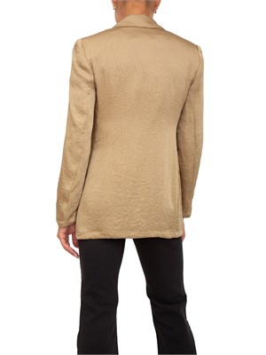 Blazer monopetto Marella in tessuto crinkle beige in DONNA