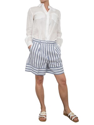 Shorts donna bianco Marella a righe blu e celesti in DONNA