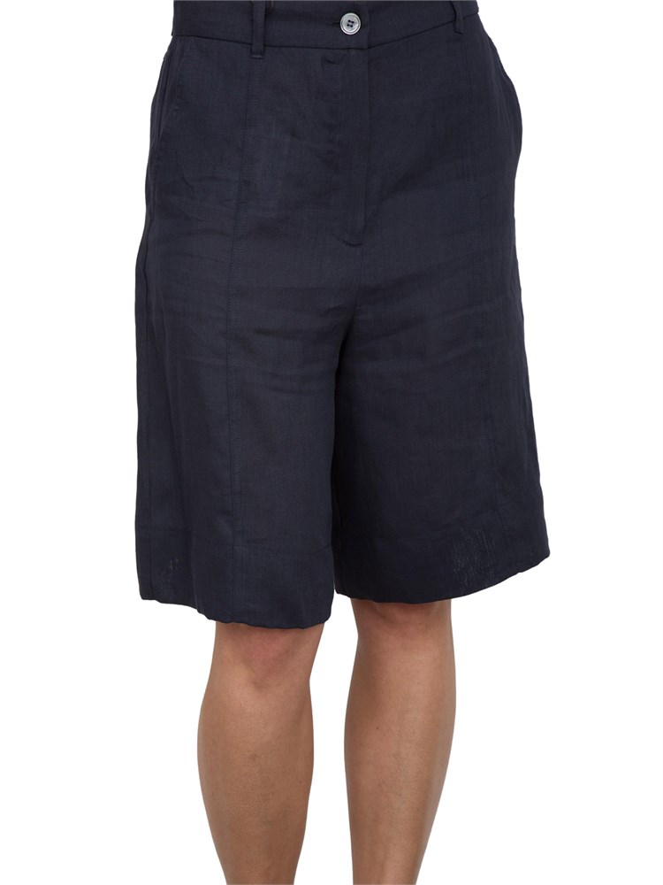 Bermuda donna Marella con fit dritto sartoriale in lino blu