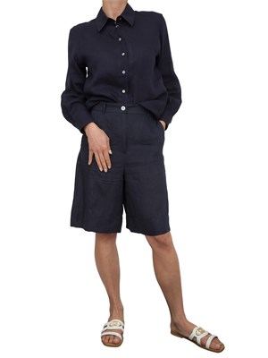 Bermuda donna Marella con fit dritto sartoriale in lino blu in DONNA