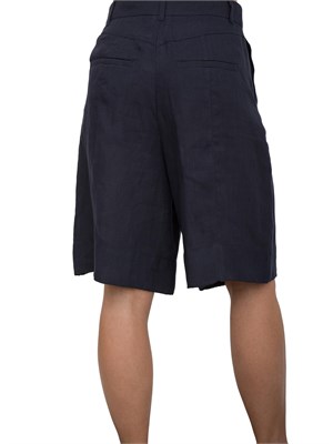 Bermuda donna Marella con fit dritto sartoriale in lino blu in DONNA