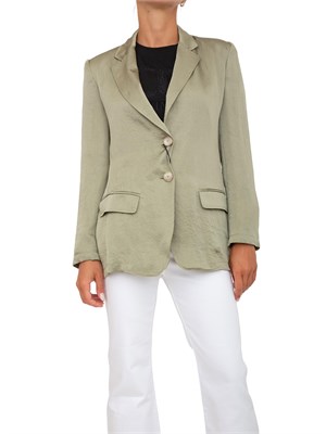 Blazer monopetto Marella in tessuto crinkle verde in DONNA