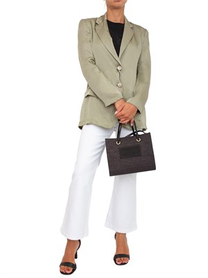 Blazer monopetto Marella in tessuto crinkle verde in DONNA