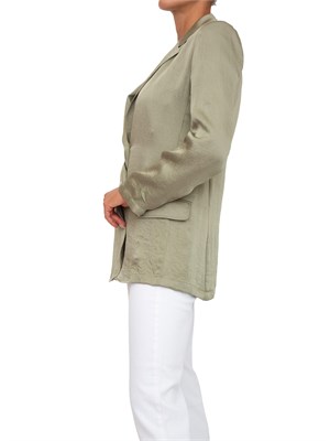 Blazer monopetto Marella in tessuto crinkle verde in DONNA