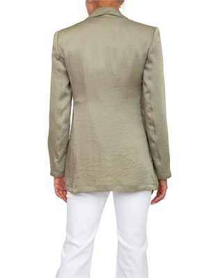 Blazer monopetto Marella in tessuto crinkle verde in DONNA