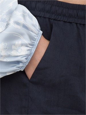Pantalone donna Marella con fit dritto in lino blu in DONNA