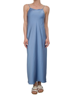 Abito lungo Marella in raso celeste con scollo dritto e spalline sottili in DONNA