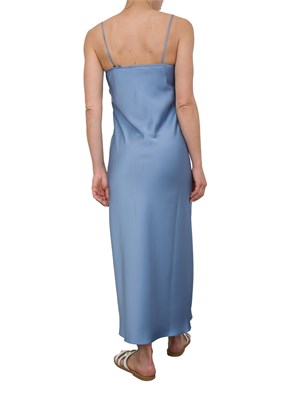 Abito lungo Marella in raso celeste con scollo dritto e spalline sottili in DONNA