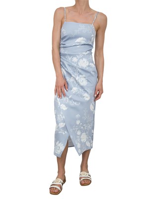 Abito lungo Marella in satin celeste con stampa floreale in DONNA