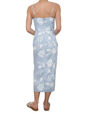 Abito lungo Marella in satin celeste con stampa floreale in DONNA