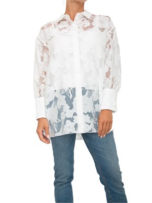 Camicia Twinset Actitude in organza fil coupé bianca in DONNA