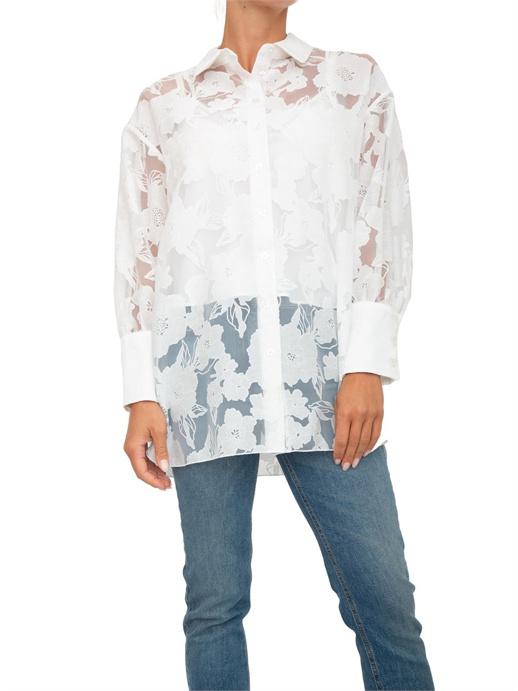 Camicia Twinset Actitude in organza fil coupé bianca