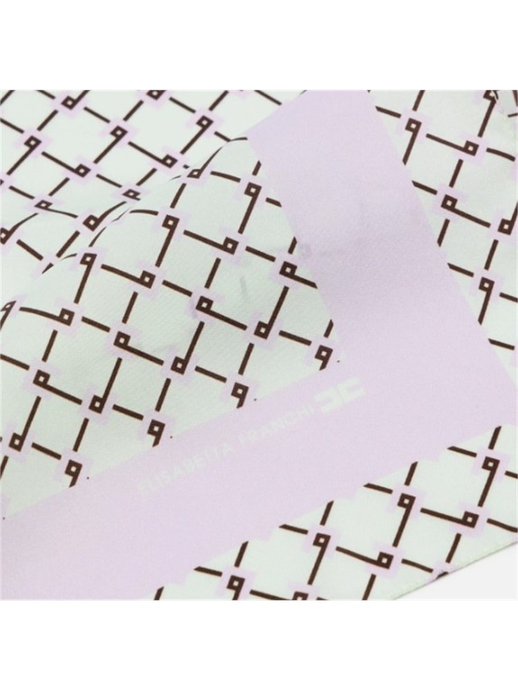 Foulard lilla in twill di seta stampa rombi Elisabetta Franchi