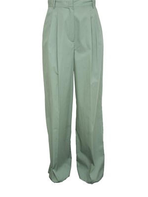 Pantalone donna Emme Marella in popeline verde con fit ampio in DONNA
