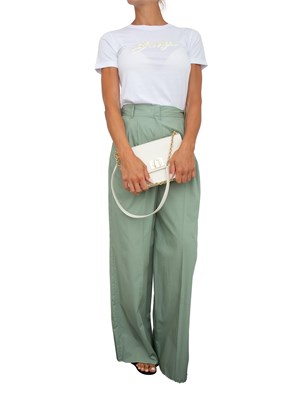 Pantalone donna Emme Marella in popeline verde con fit ampio in DONNA
