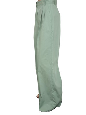 Pantalone donna Emme Marella in popeline verde con fit ampio in DONNA