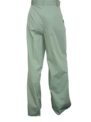 Pantalone donna Emme Marella in popeline verde con fit ampio in DONNA