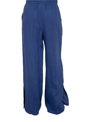 Pantaloni wide leg Emme Marella in puro lino blu in DONNA