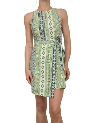 Abito corto Emme Marella in cotone con fantasia geometrica verde in DONNA