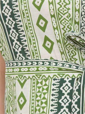 Abito corto Emme Marella in cotone con fantasia geometrica verde in DONNA